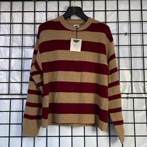 LITA by Ciara Monarch Cashmere Sweater in Hazelnut and Salsa Stripe Size Small